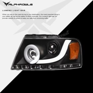 Alpha Owls 2006-2008 Lincoln Mark-LT LMP Series Headlights (Halogen Projector Black housing w/ LumenX Light Bar) - Image 4