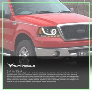 Alpha Owls 2006-2008 Lincoln Mark-LT LMP Series Headlights (Halogen Projector Black housing w/ LumenX Light Bar) - Image 7