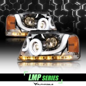Alpha Owls 2006-2008 Lincoln Mark-LT LMP Series Headlights (Halogen Projector Chrome housing w/ LumenX Light Bar) - Image 1