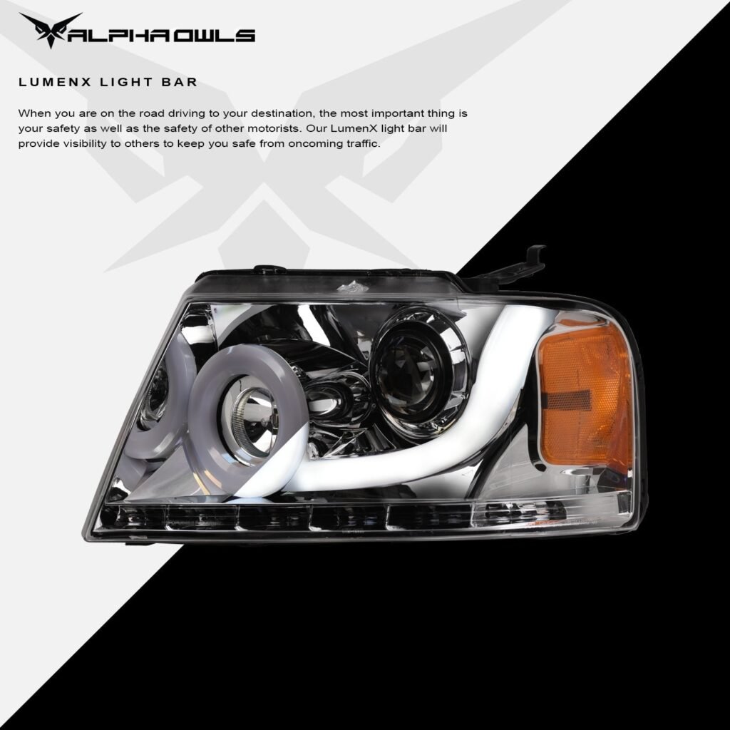 Alpha Owls 2006-2008 Lincoln Mark-LT LMP Series Headlights (Halogen Projector Chrome housing w/ LumenX Light Bar)