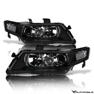 Alpha Owls 2004-2005 Acura TSX LMP Series Headlights (Halogen Projector Black housing w/ LumenX Light Bar) - Image 2