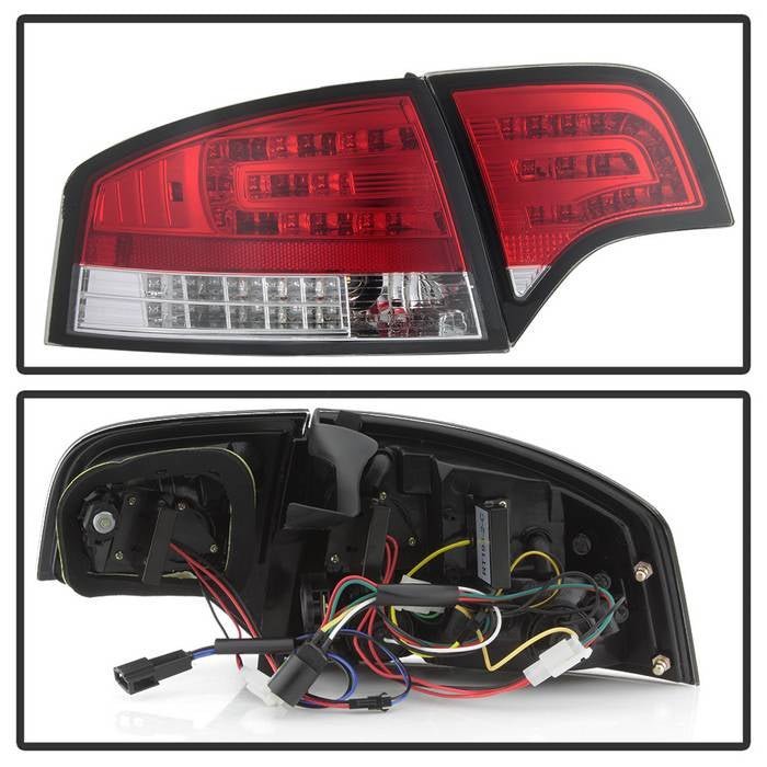 Audi A4 4Dr 06-08 LED Tail Lights - Red Clear