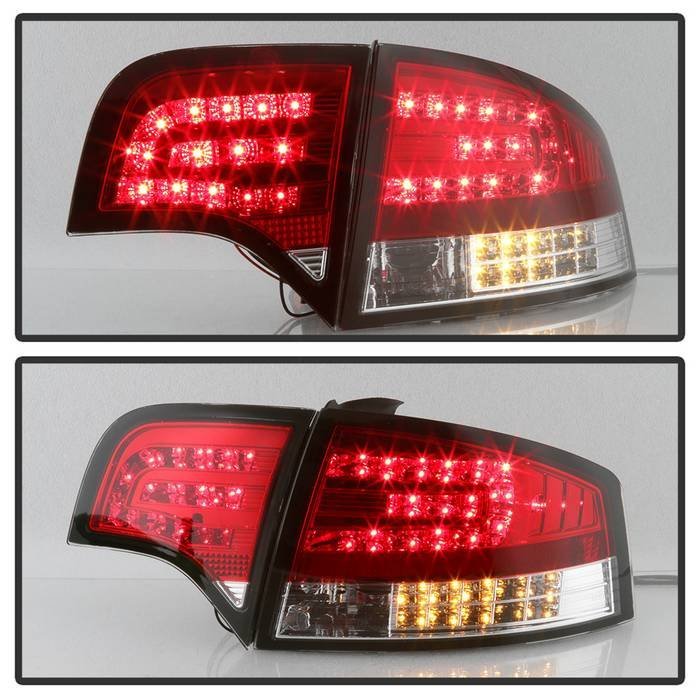 Audi A4 4Dr 06-08 LED Tail Lights - Red Clear