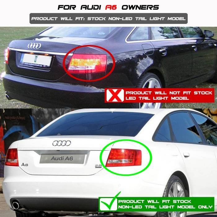Audi A6 05-08 4Dr Light Bar LED Tail Lights - LED Model Only - Smoke