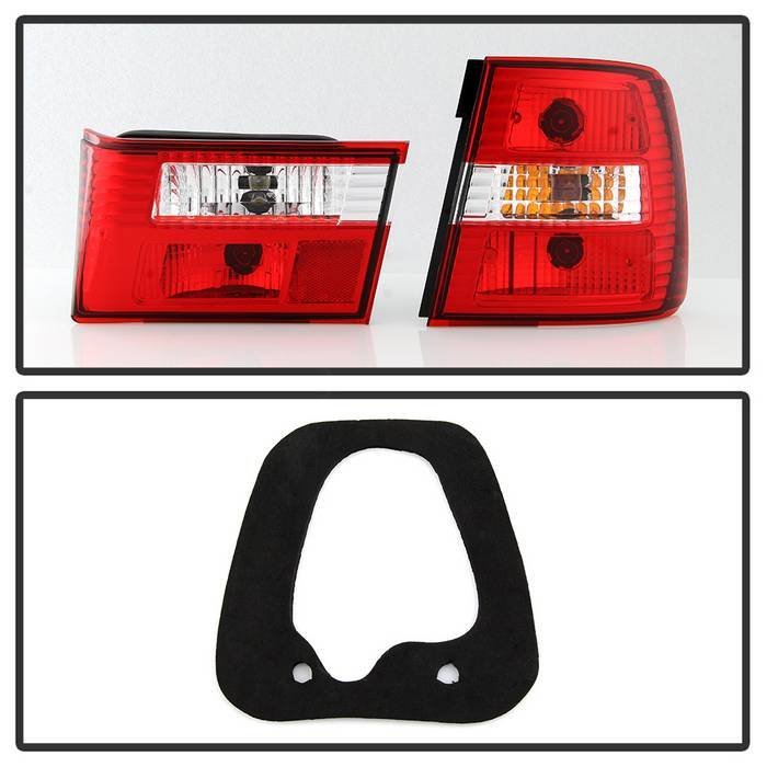 BMW E34 5-Series 88-95 Euro Style Tail Lights - Red Clear