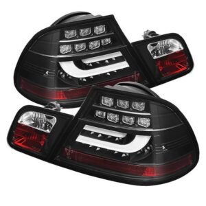 BMW E46 3-Series 04-06 2Dr Light Bar Style LED Tail Lights - Black - Image 1