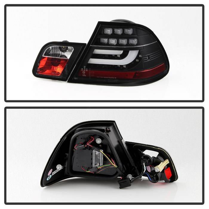 BMW E46 3-Series 04-06 2Dr Light Bar Style LED Tail Lights - Black
