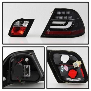 BMW E46 3-Series 04-06 2Dr Light Bar Style LED Tail Lights - Black - Image 4