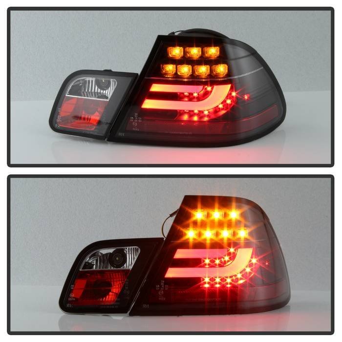 BMW E46 3-Series 04-06 2Dr Light Bar Style LED Tail Lights - Black