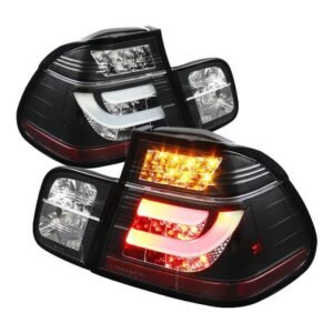 BMW E46 3-Series 99-01 4Dr Light Bar Style LED Tail Lights - Black - Image 1