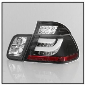 BMW E46 3-Series 99-01 4Dr Light Bar Style LED Tail Lights - Black - Image 2