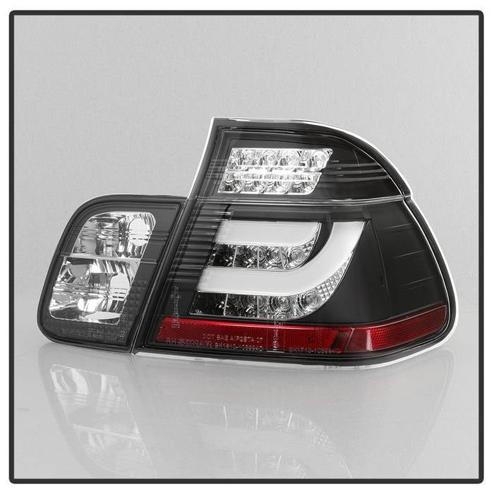 BMW E46 3-Series 99-01 4Dr Light Bar Style LED Tail Lights - Black