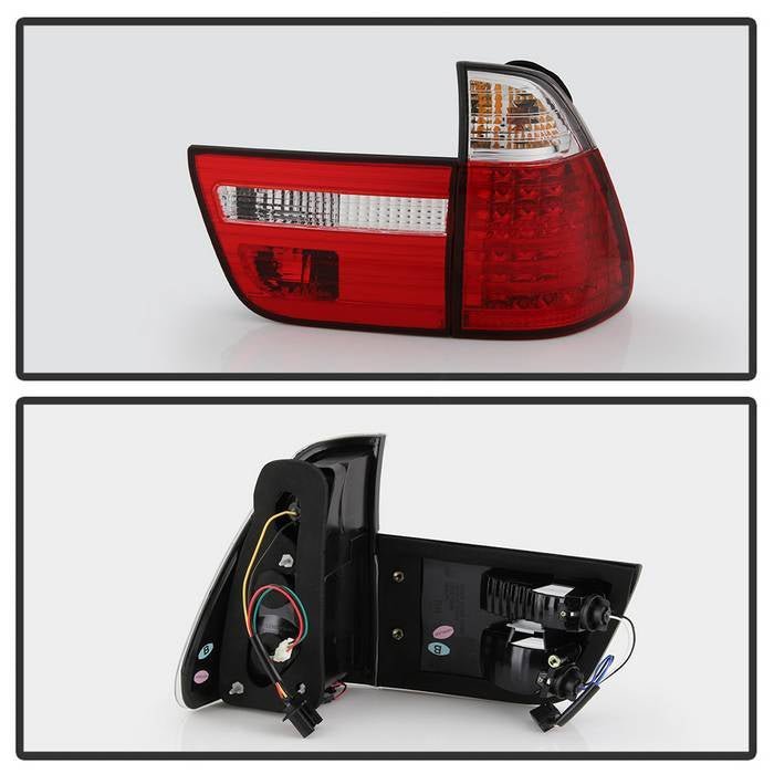 BMW E53 X5 00-06 4PCS LED Tail Lights - Red Clear