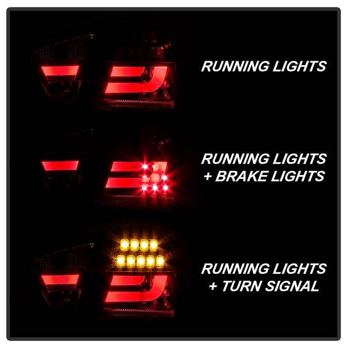 BMW E90 3-Series 06-08 4Dr LED Indicator Light Bar LED Tail Lights - Black