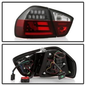BMW E90 3-Series 06-08 4Dr LED Indicator Light Bar LED Tail Lights - Black - Image 2