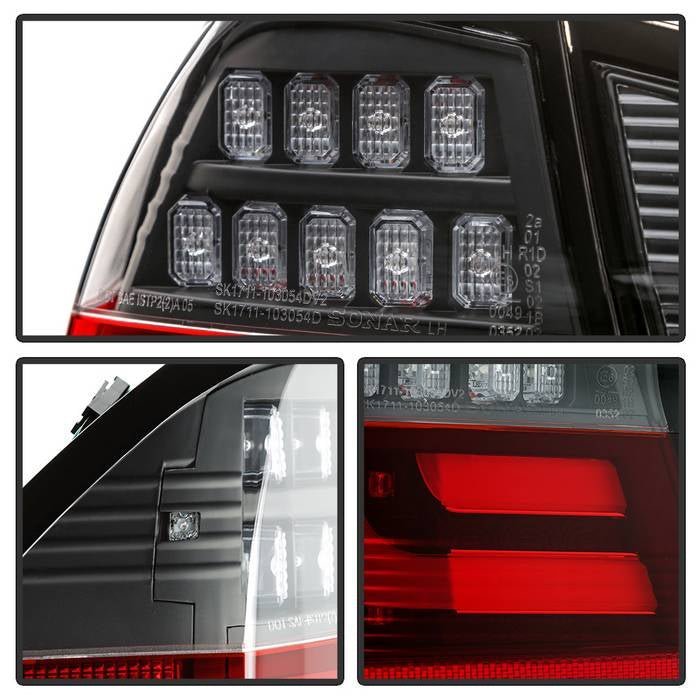 BMW E90 3-Series 06-08 4Dr LED Indicator Light Bar LED Tail Lights - Black