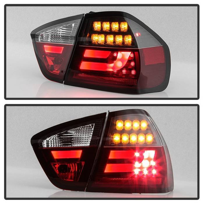BMW E90 3-Series 06-08 4Dr LED Indicator Light Bar LED Tail Lights - Black