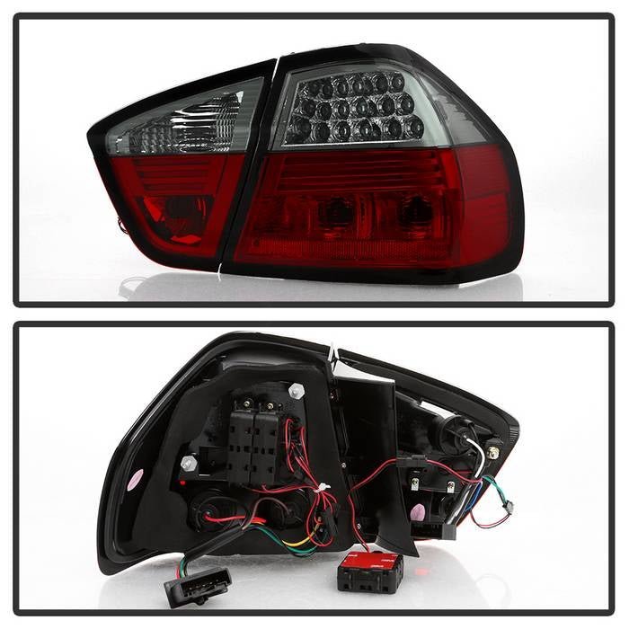 BMW E90 3-Series 06-08 4Dr LED Tail Lights - Red Smoke