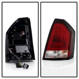 Chrysler 300C 05-07 Version 2 Light Bar LED Tail Lights - Red Clear - Image 2