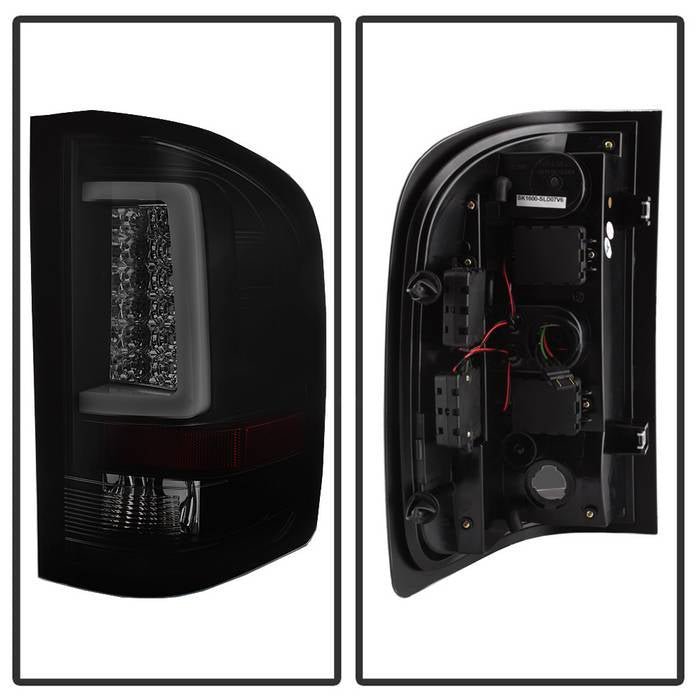 Chevy Silverado 07-13 Version 3 Light Bar LED Tail Lights - Black Smoke