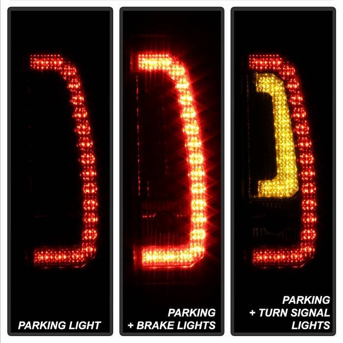 Chevy Suburban/Tahoe 07-14 / GMC Yukon/Yukon Denali 07-14 ( 08-13 excluding Hybrid Models ) Version 2 - Light Bar LED Tail Lights - Black Smoke