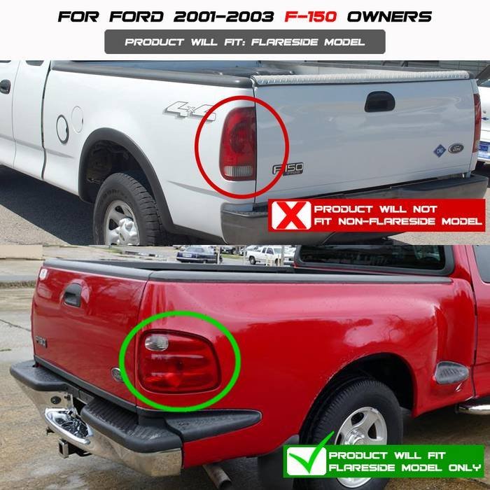 Ford F150 Flareside 01-03 Euro Style Tail Lights - Chrome