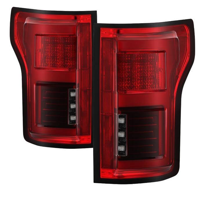 Ford F150 2015-2017 Light Bar LED Tail Lights - Red Clear