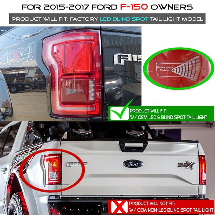 Ford F150 2015-2017 Light Bar LED Tail Lights - Red Clear