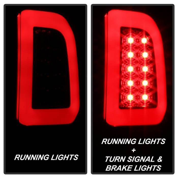Ford F150 Styleside 97-03 / F250/350/450/550 Super Duty 99-07 Light Bar LED Tail Lights - Black Smoke