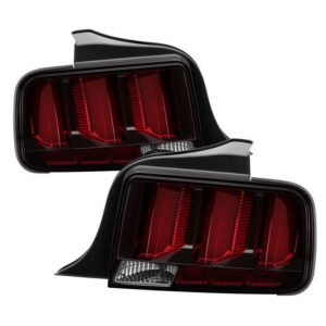 Ford Mustang 2005-2009 (Red Light Bar) LED Tail Lights - Black - Image 1