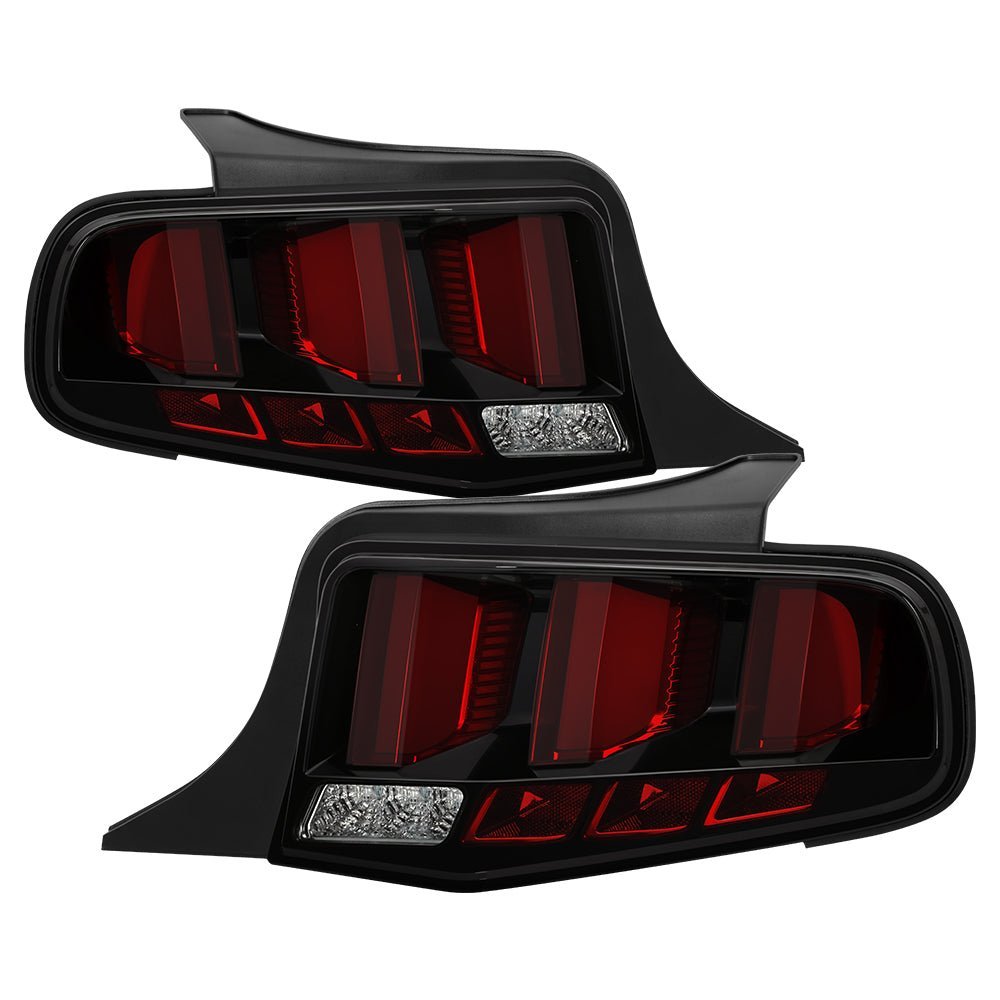 Ford Mustang 10-12 Red Light Bar Sequential Turn Signal LED Tail Lights - Black