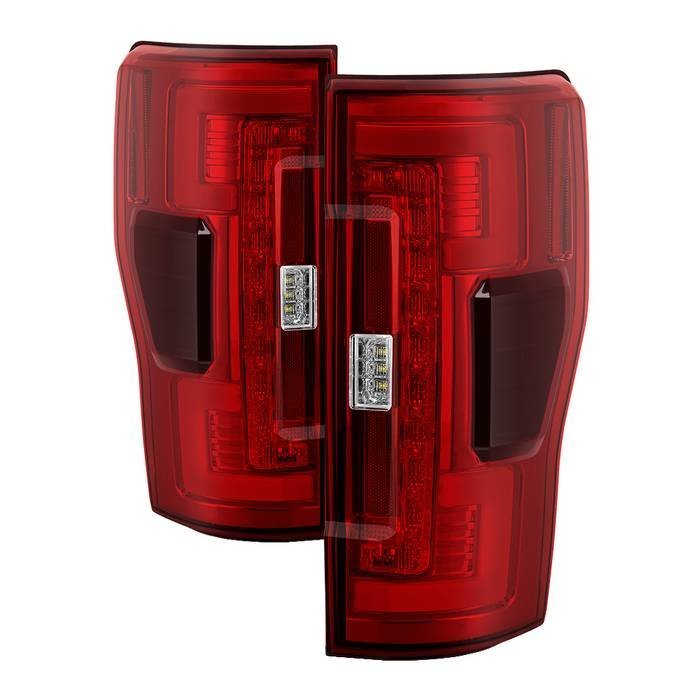 Ford F250 Superduty 17-18 Blind Spot Monitoring Model LED Tail Lights - Red Clear