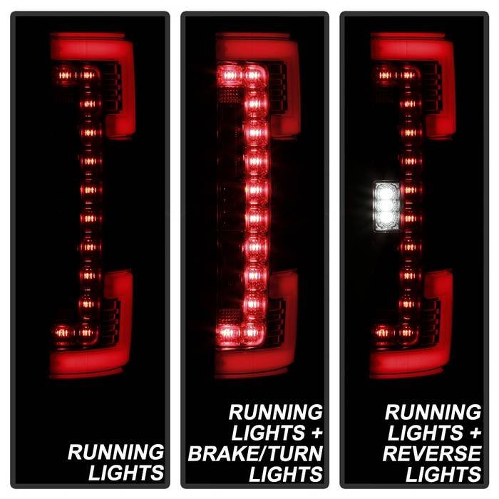 Ford F250 Superduty 17-18 Blind Spot Monitoring Model LED Tail Lights - Red Clear