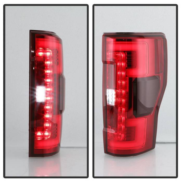 Ford F250 Superduty 17-18 Blind Spot Monitoring Model LED Tail Lights - Red Clear