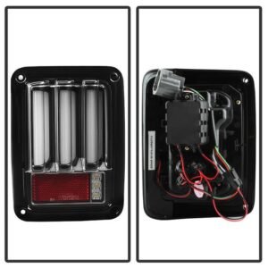 Jeep Wrangler (JK JKU) 07-18 Version 2 Light Bar Sequential Turn Signal LED Tail Lights - Black - Image 2