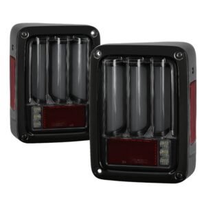 Jeep Wrangler (JK JKU) 07-18 Version 2 Light Bar Sequential Turn Signal LED Tail Lights - Black Smoke - Image 1