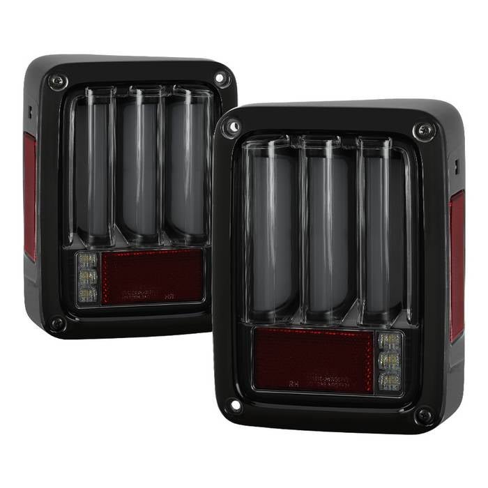 Jeep Wrangler (JK JKU) 07-18 Version 2 Light Bar Sequential Turn Signal LED Tail Lights - Black Smoke