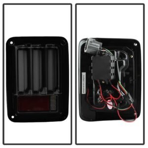 Jeep Wrangler (JK JKU) 07-18 Version 2 Light Bar Sequential Turn Signal LED Tail Lights - Black Smoke - Image 2