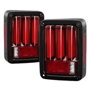 Jeep Wrangler (JK JKU) 07-18 Version 2 Light Bar Sequential Turn Signal LED Tail Lights - Red Clear - Image 1