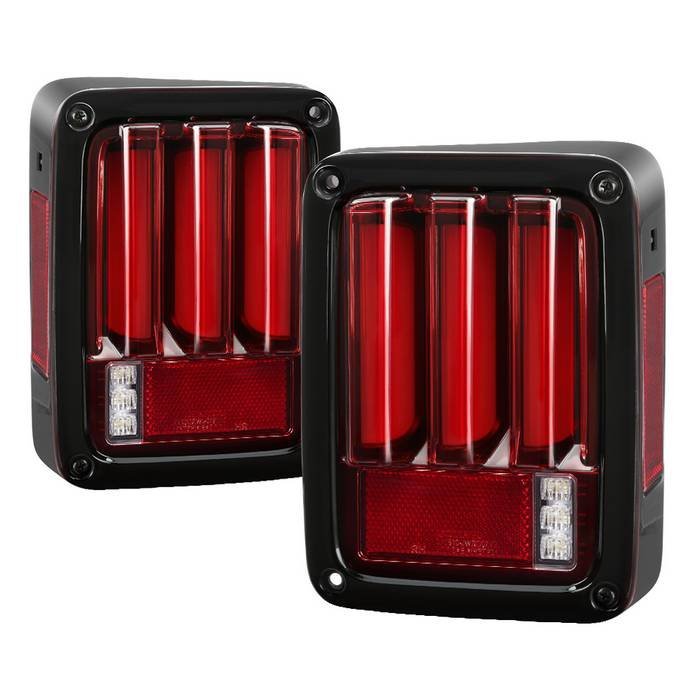 Jeep Wrangler (JK JKU) 07-18 Version 2 Light Bar Sequential Turn Signal LED Tail Lights - Red Clear