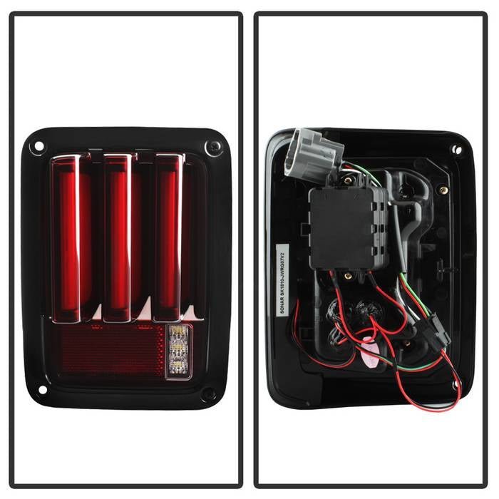Jeep Wrangler (JK JKU) 07-18 Version 2 Light Bar Sequential Turn Signal LED Tail Lights - Red Clear