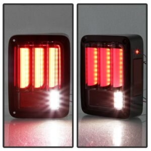Jeep Wrangler (JK JKU) 07-18 Version 2 Light Bar Sequential Turn Signal LED Tail Lights - Red Clear - Image 7