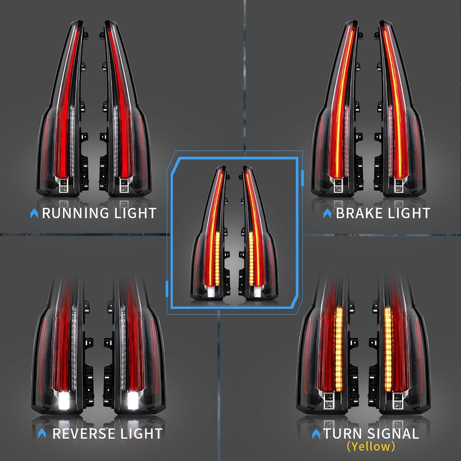 15-20 GMC Yukon 4th Gen (K2UG) Vland LED Tail Lights with Sequential Turn Signal ( OPEN BOX ) - Image 8