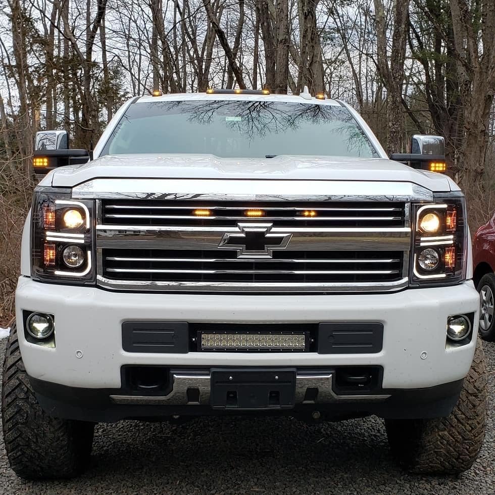 Chevy Silverado 14-19 Projector Headlights OLED Halos DRL Smoked