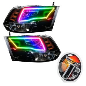 Oracle Lighting 2009-2018 Ram 1500 Sport Pre-assembled SMD Halo Headlights - Black Housing - Image 5