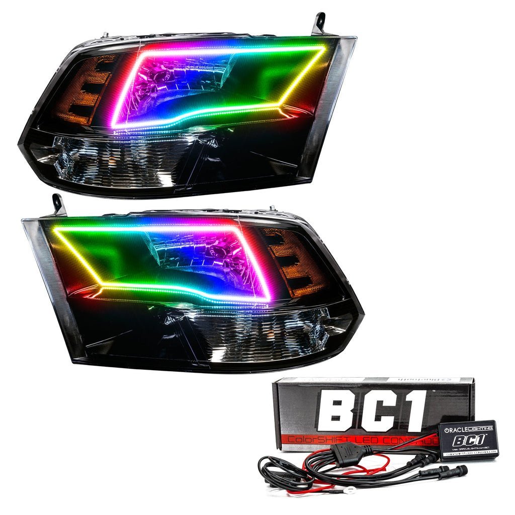 Oracle Lighting 2009-2018 Ram 1500 Sport Pre-assembled SMD Halo Headlights - Black Housing