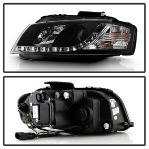 Audi A3 06-08 Projector Headlights Halogen Model Only - Black - Image 2