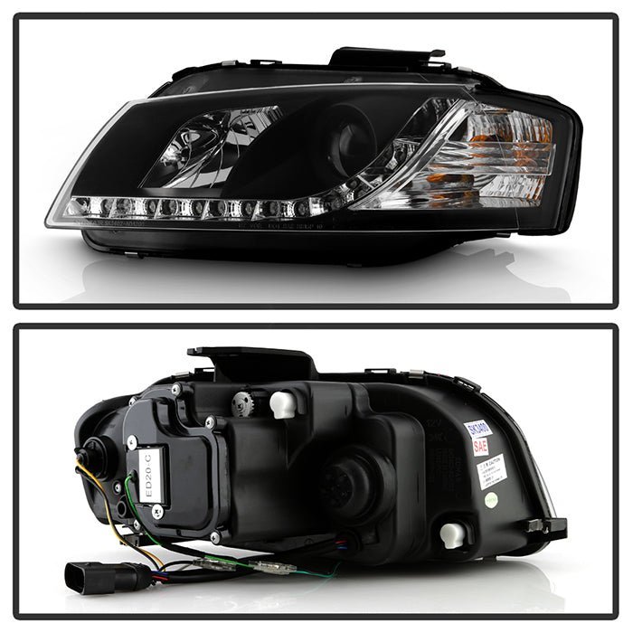 Audi A3 06-08 Projector Headlights Halogen Model Only - Black