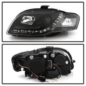 Audi A4 06-08 Projector Headlights Halogen Model Only - Black - Image 2