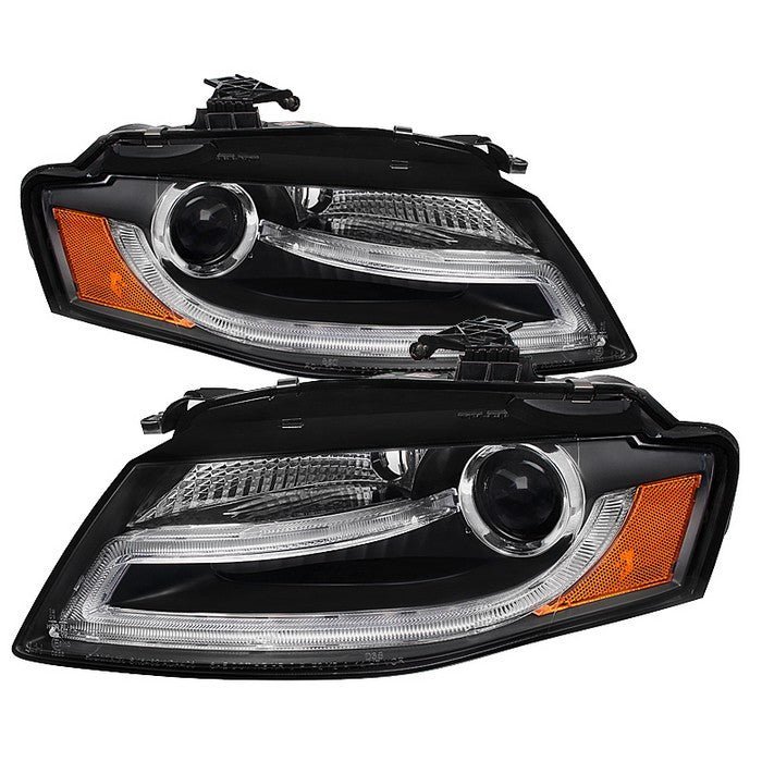 Audi A4 09-12 Projector Headlights Halogen Model Only LED - Black